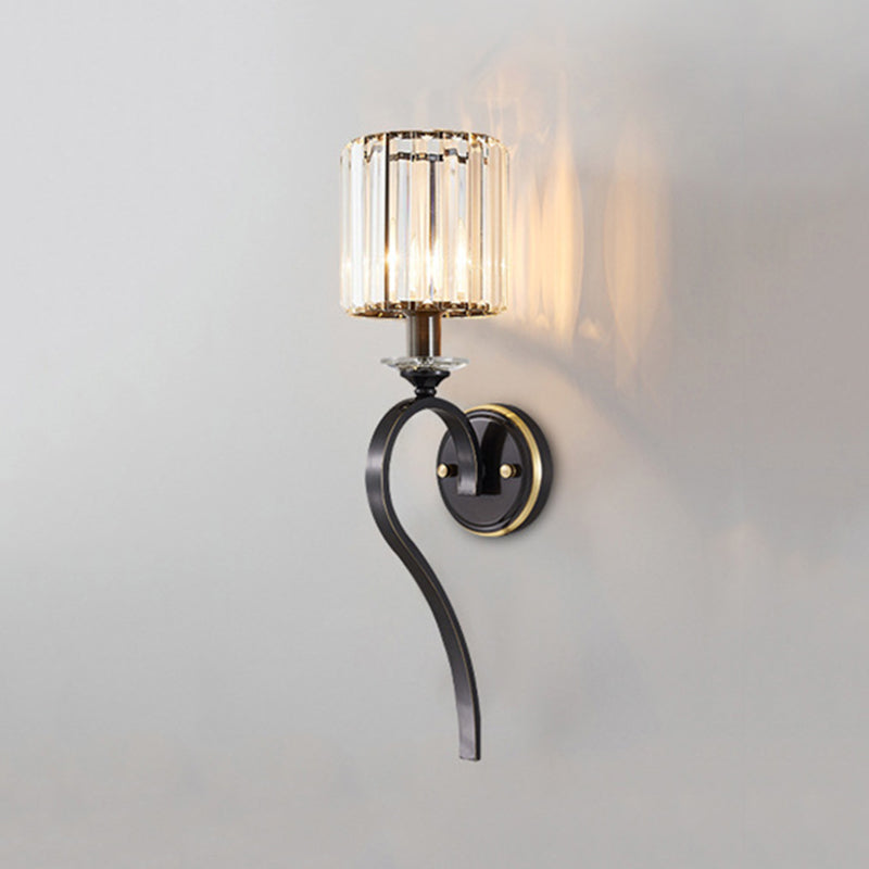 Crystal Cylindrical Wall Lamp in Modern Luxury Style Copper Single Wall Light for Interior Spaces