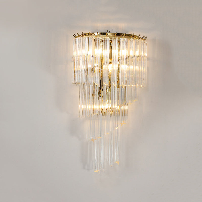 Lampada da parete scantati d'oro nella luce moderna di ferro da parete di ferro elettroplate artistico con tonalità di cristallo