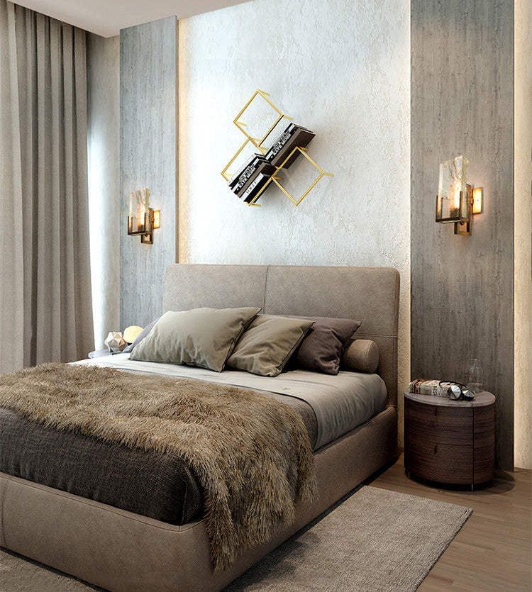 Crystal Brass Wall Lamp in Modern Luxury Style Electroplate Iron Wall Sconce for Interior Spaces