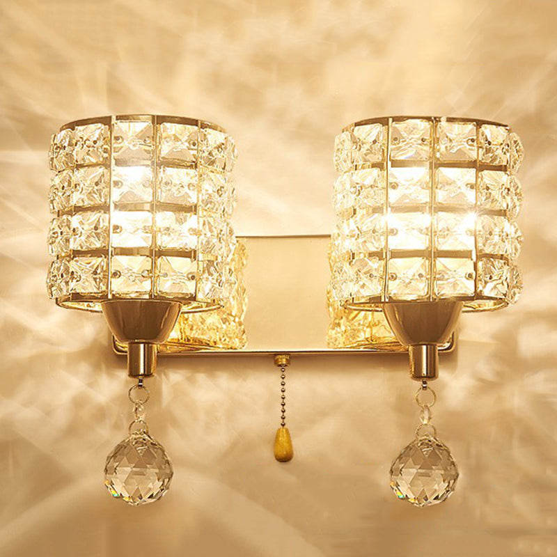 Lampada da parete interna di lusso moderno in metallo in metallo lampada parete con tonalità cristallina