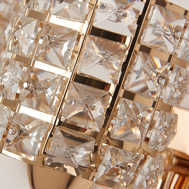 Lámpara de pared de pared interior de lujo moderna luz de pared de cilindroideo con sombra de cristal