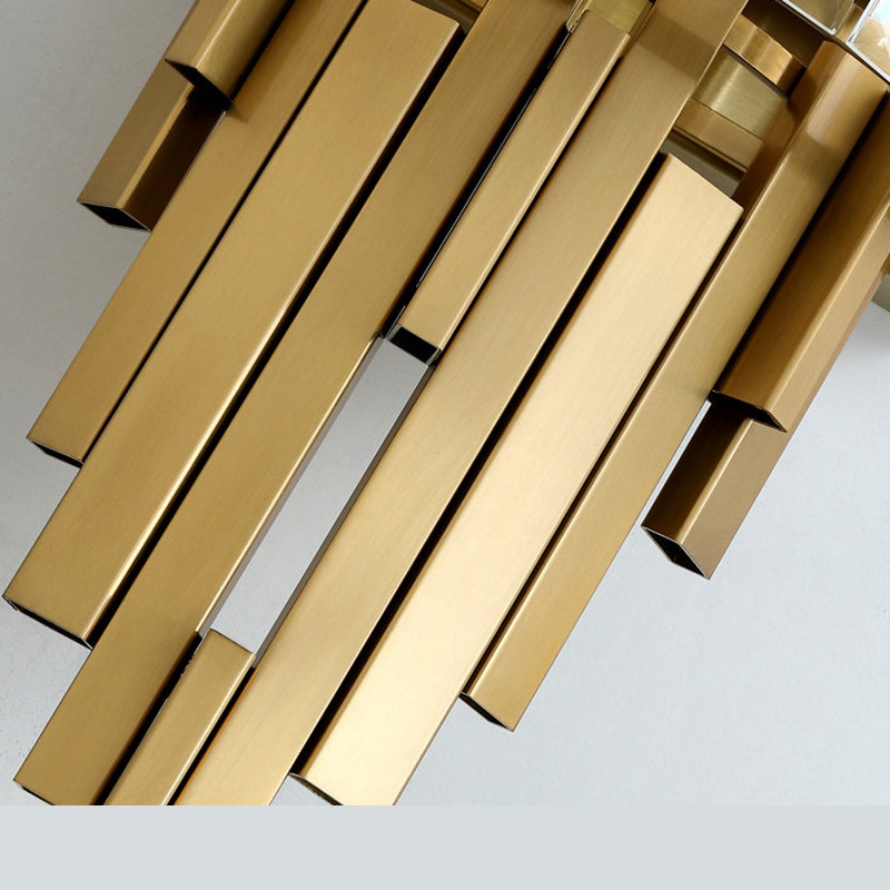 Lampada a parete geometrica dorata in stile moderno creativo in acciaio inossidabile con tonalità cristallina