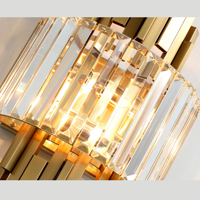 Gold Geometric Wall Lamp in Modern Creative Style Stainless-Steel Wall Light with Crystal Shade