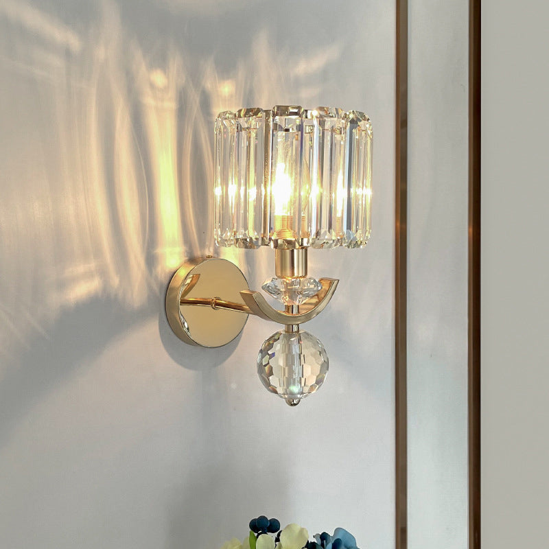 Crystal Gold Wall Lamp in Modern Luxury Style Electroplate Metal Wall Light for Interior Spaces