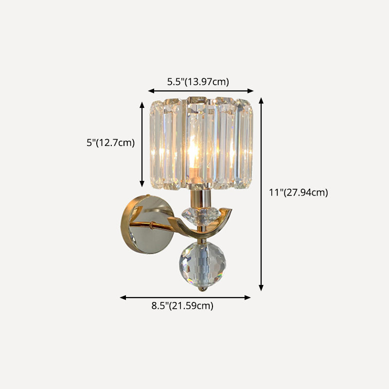 Crystal Gold Wall Lamp in Modern Luxury Style Electroplate Metal Wall Light for Interior Spaces