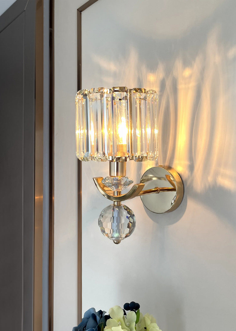 Crystal Gold Wall Lamp in Modern Luxury Style Electroplate Metal Wall Light for Interior Spaces