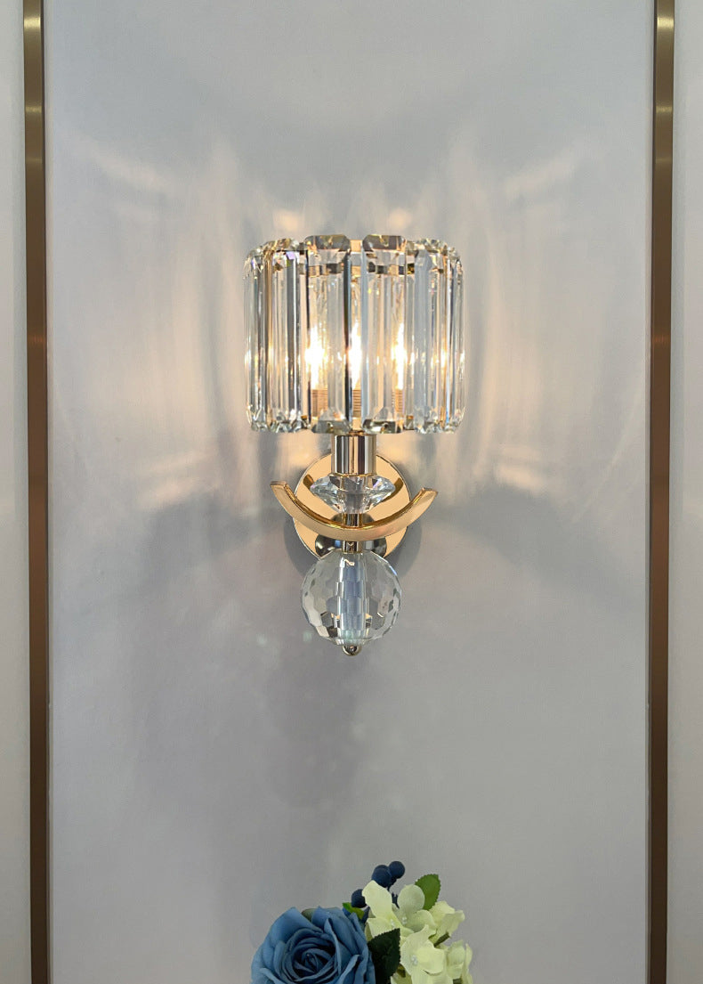 Lampada da parete in oro in cristallo in moderna luce da parete in metallo elettroplato di lusso per spazi interni