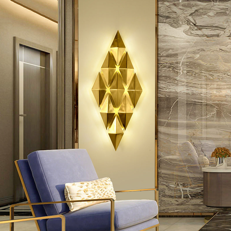 Pronzo della parete rombica d'oro nella moderna lampada da parete in metallo elettroplato in stile lusso