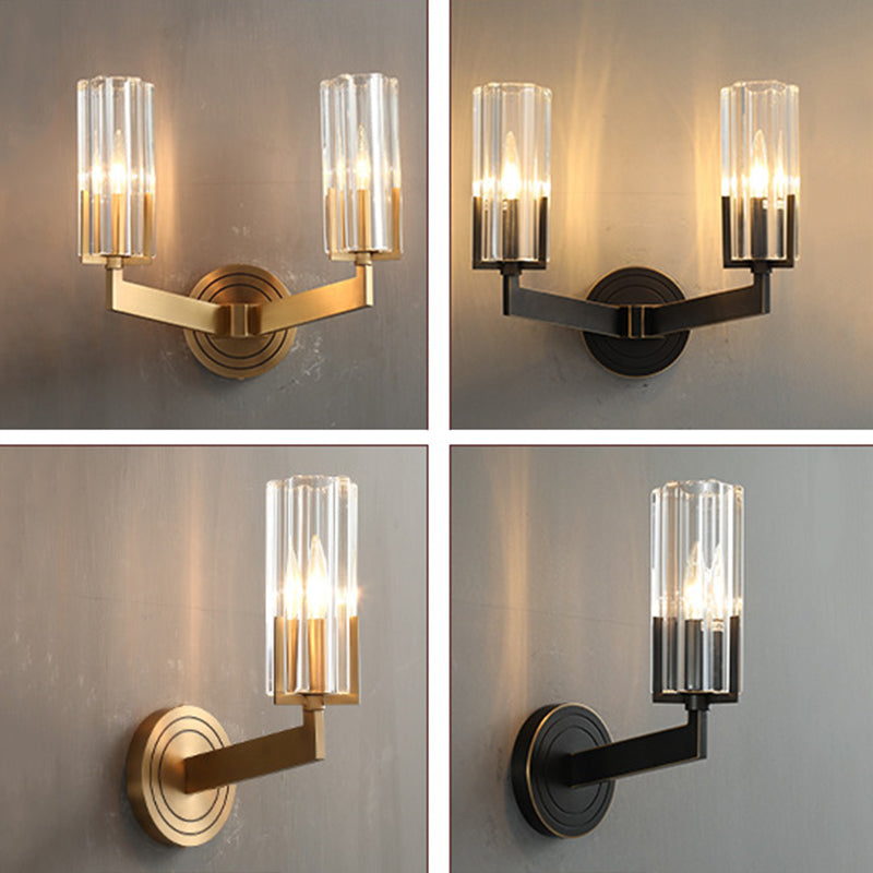 Cylinder Clear Glass Wall Lamp Sconce Industrial Wall Sconce Fixture Light for Living Room
