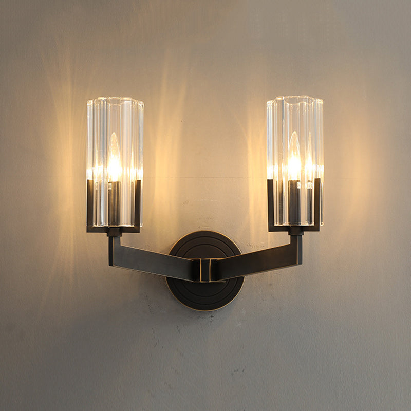 Cylinder Clear Glass Wall Lamp Sconce Industrial Wall Sconce Fixture Light for Living Room
