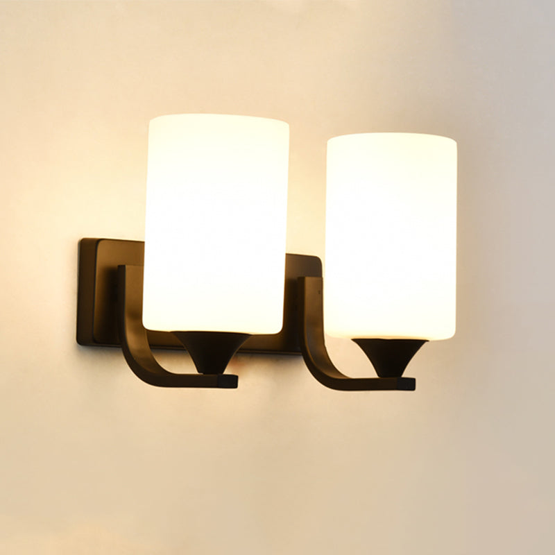 Black Sconce Light Fixtures Milk Glass Industrial Wall Mounted Lamps for Living Room
