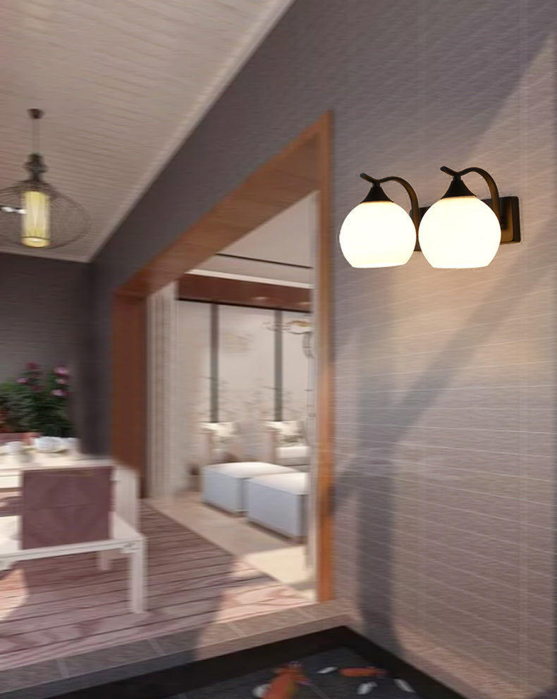 Black Sconce Light Fixtures Milk Glass Industrial Wall Mounted Lamps for Living Room