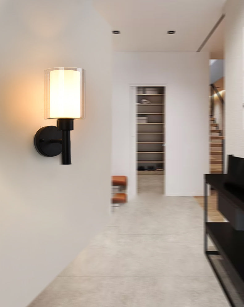 Black Sconce Light Fixtures Milk Glass Industrial Wall Mounted Lamps for Living Room