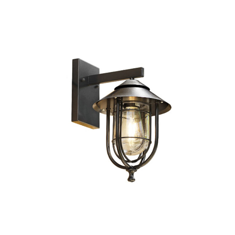 Geometric Clear Glass Wall Light Shade Industrial 1-Light Wall Mounted Light for Outdoor