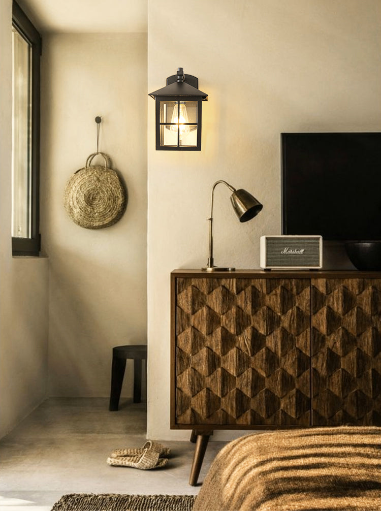 Geometrische klare Glas Wandleuchte Schatten Industrielles 1-Licht-Wandmontage Licht für den Außenbereich