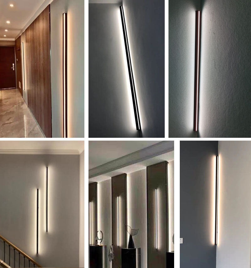 1-Light Linear Wall Sconce Modern Simple Style Metal Wall Lighting in Black