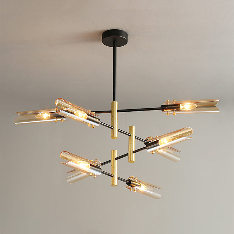 Contemporary Gold Black Iron Hanging Chandelier Ceiling Hanging Light Fixture