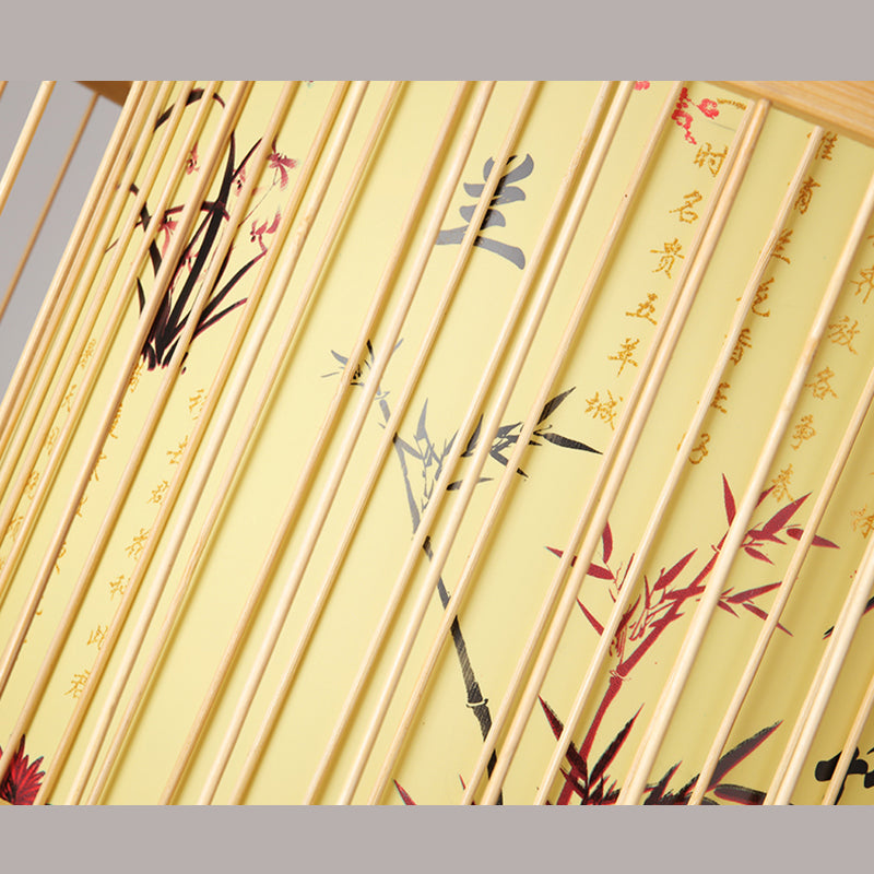 1-Light Bamboo Suspension Pendant Light Chinese Down Mini Pendant for Dining Room