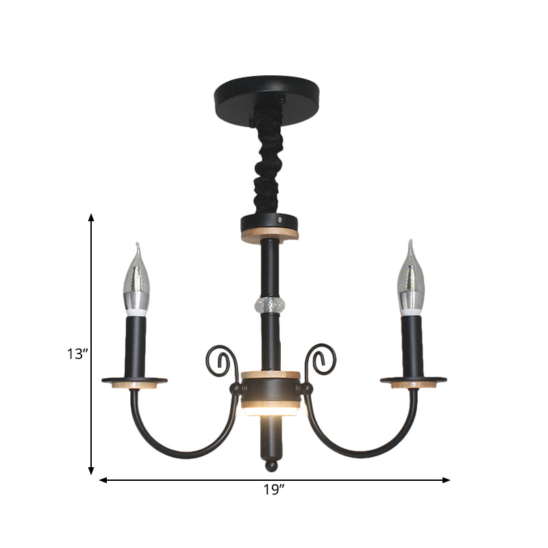 Lámpara de suspensión de bombilla abierta negra estilo vintage 3/5 cabezas de lámpara metálica luz colgante con diseño de vela