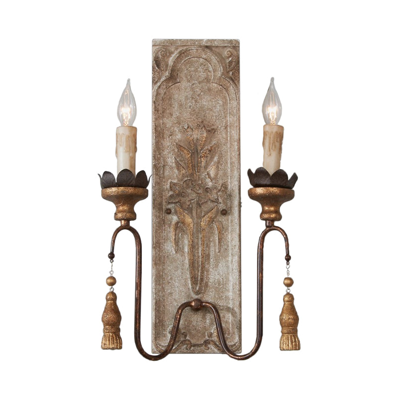 Candelabrum Legno Sconce Illuminazione Vintage 2 luci Dining Room Wall Monted Lamp in Rust