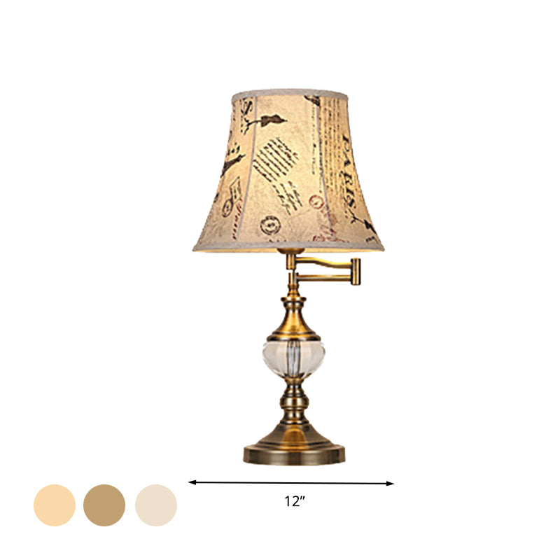 Lampada da comodino in cristallo beige/marrone chiaro, semplice campana con pannelli, lampada da notte in stile tradizionale a luce singola per camera da letto