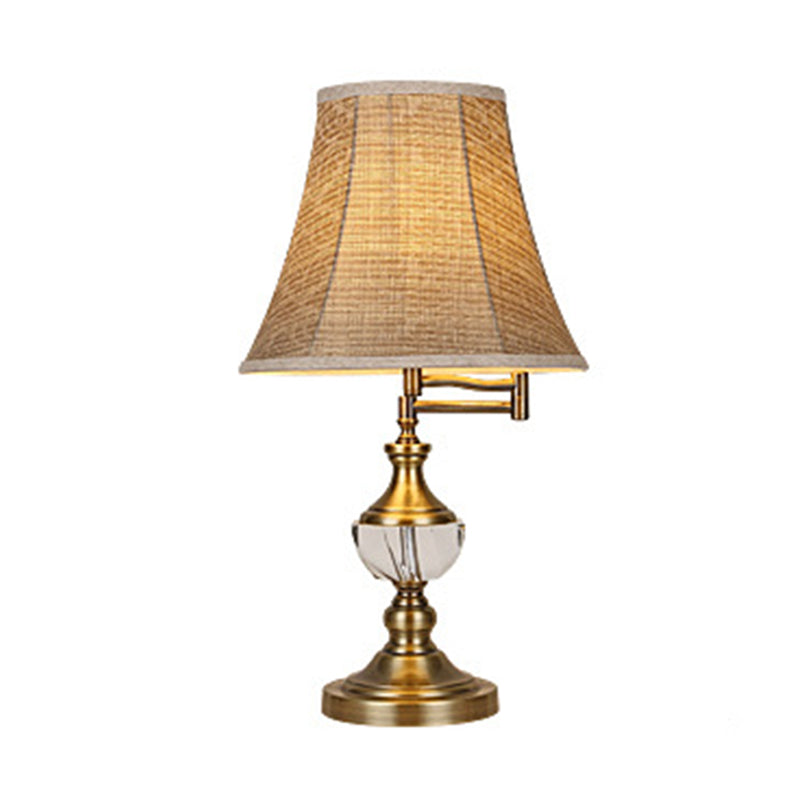 Lampada da comodino in cristallo beige/marrone chiaro, semplice campana con pannelli, lampada da notte in stile tradizionale a luce singola per camera da letto
