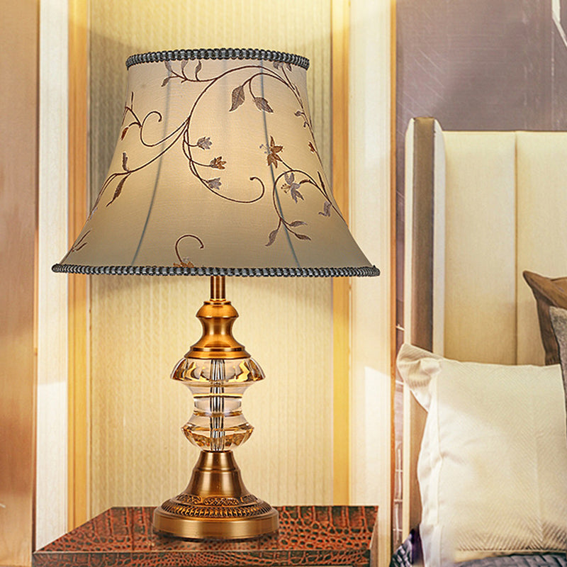 Lámpara nocturna de cristal minimalismo 1 luz de dormitorio ligero luz nocturna en beige con base