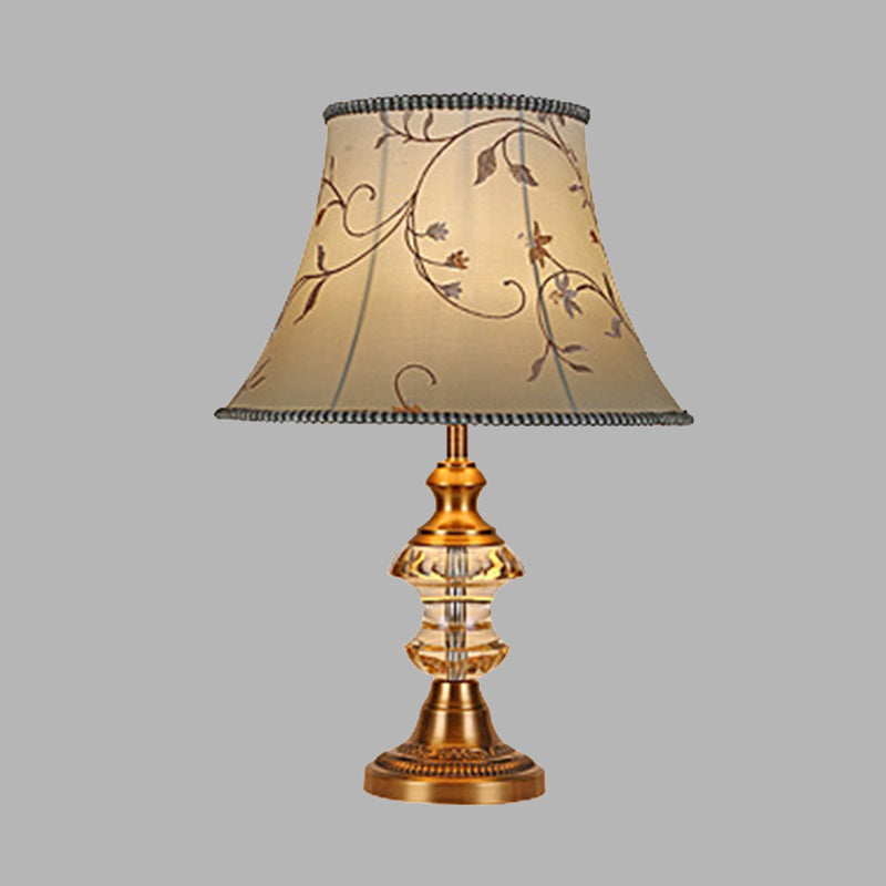 Lámpara nocturna de cristal minimalismo 1 luz de dormitorio ligero luz nocturna en beige con base