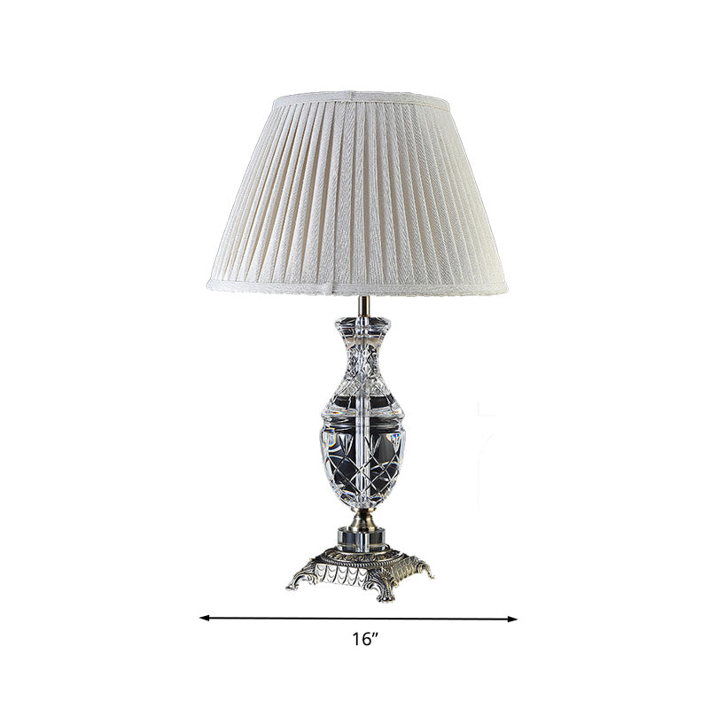 Beige Single Light Table Light Rural Style Urn-Shaped Nightstand Lamp for Living Room