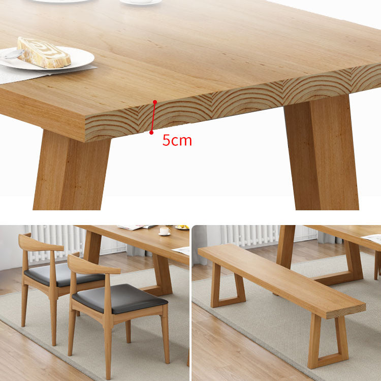 Wooden Dining Room Set Standard Height with Double Pedestal Base Table Set (bench not included)