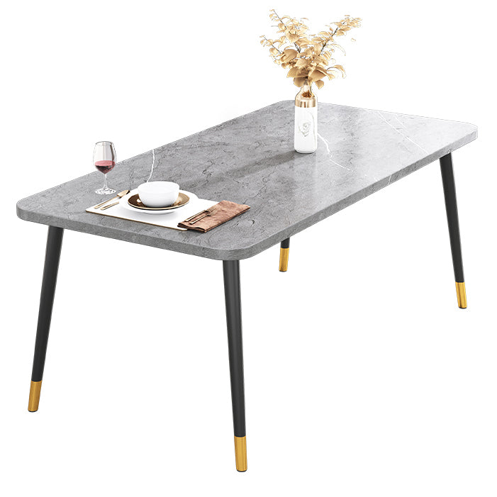 Minimalist Sintered Stone Top Standard Dining Table Set White Rectangle Dining Set for Kitchen