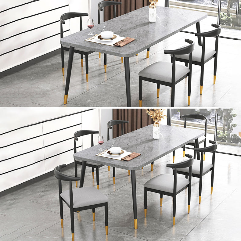 Minimalist Sintered Stone Top Standard Dining Table Set White Rectangle Dining Set for Kitchen