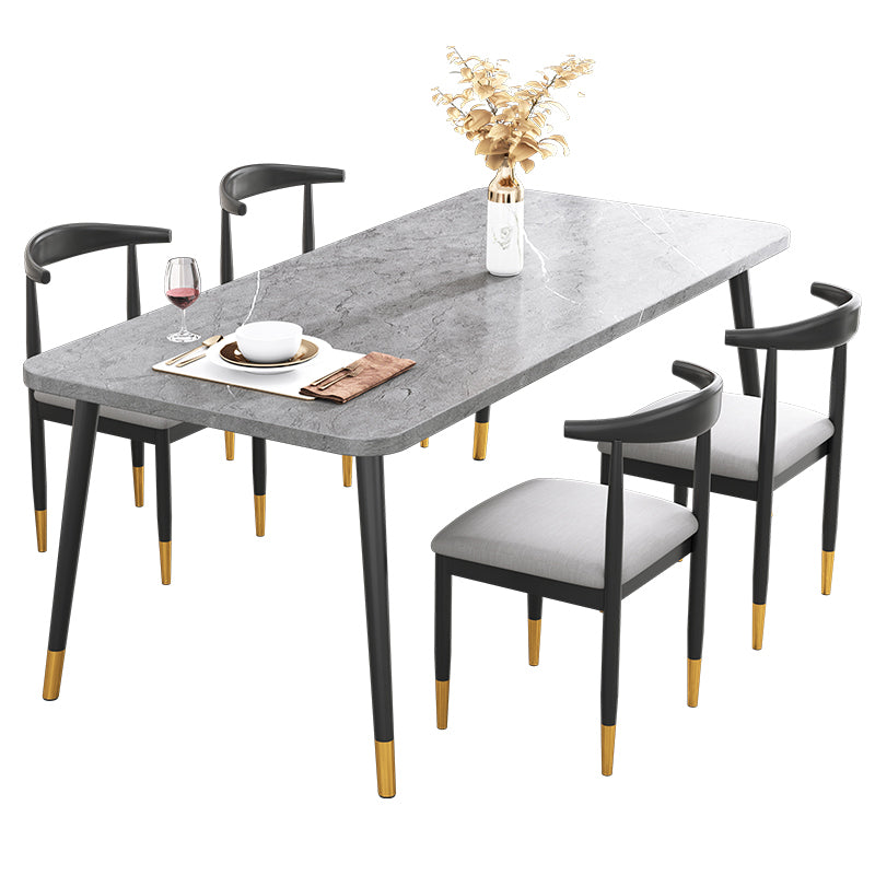 Minimalist Sintered Stone Top Standard Dining Table Set White Rectangle Dining Set for Kitchen