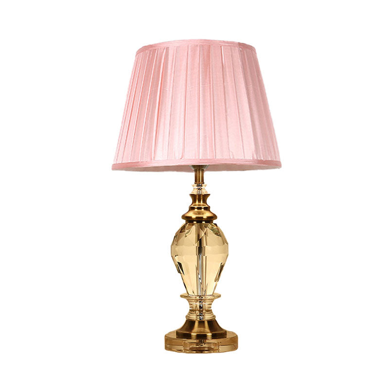 Lampe de chevet en cristal rose/bleu/Beige, tambour lumineux de Style traditionnel, lampe de Table pour salon