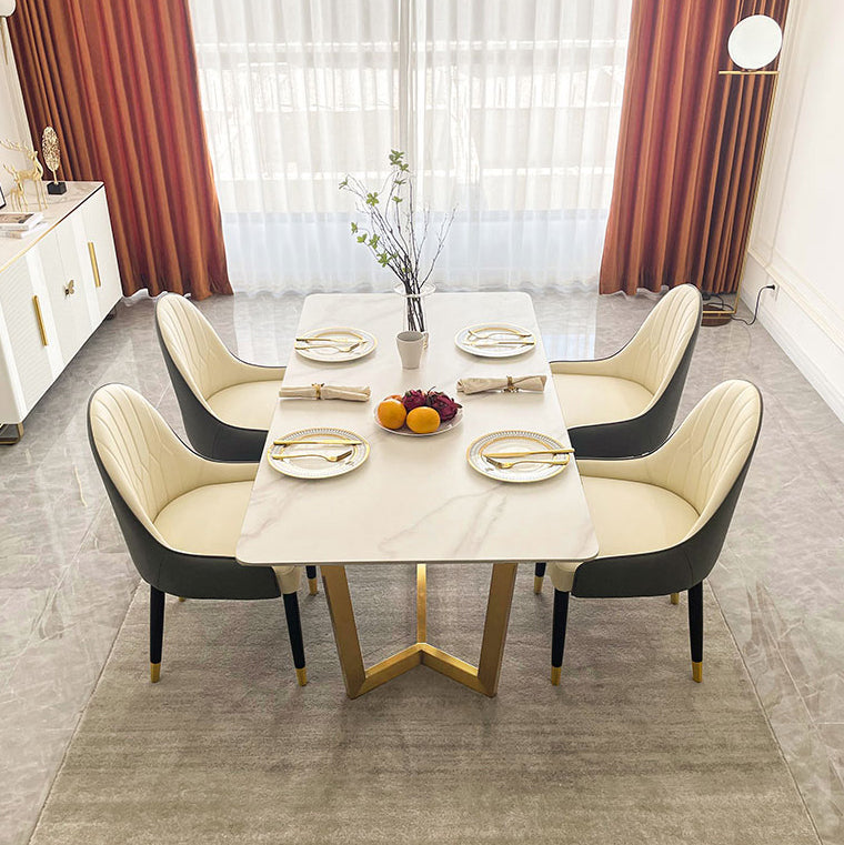 Scandinavian Metal Base Dining Table Rectangle Formal Dinette Set for Dining Room