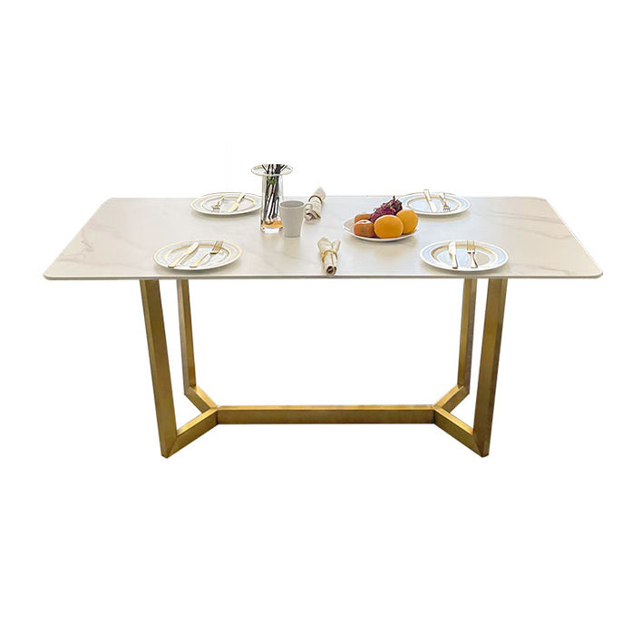 Scandinavian Metal Base Dining Table Rectangle Formal Dinette Set for Dining Room