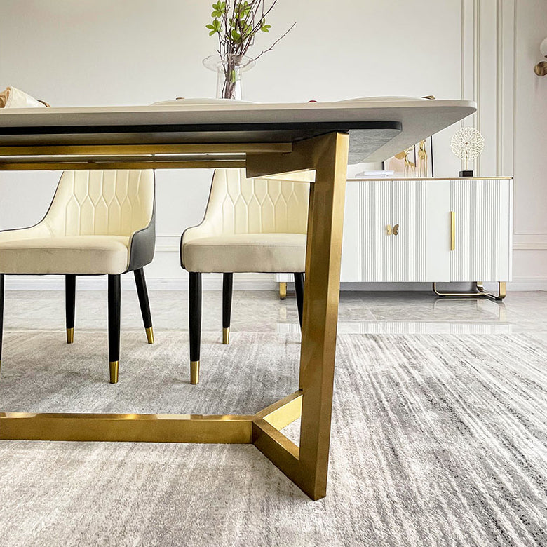 Scandinavian Metal Base Dining Table Rectangle Formal Dinette Set for Dining Room