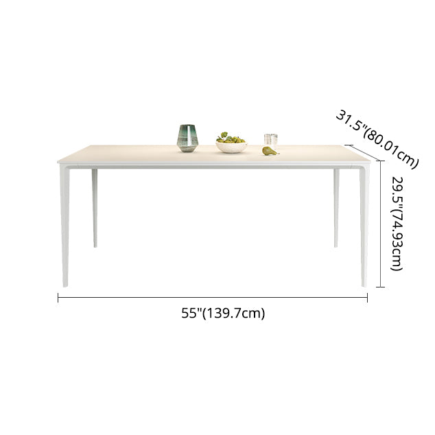 Modern Rectangle White Dining Set Kitchen Sintered Stone Top Dining Set with 4 Legs Base