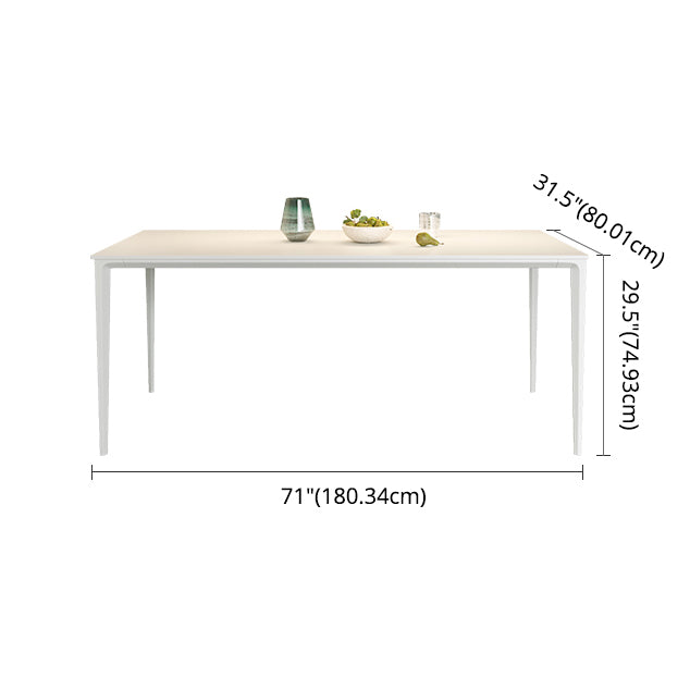 Modern Rectangle White Dining Set Kitchen Sintered Stone Top Dining Set with 4 Legs Base