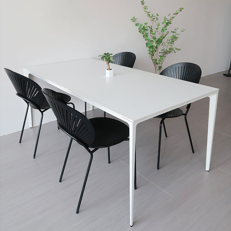 Modern Rectangle White Dining Set Kitchen Sintered Stone Top Dining Set with 4 Legs Base