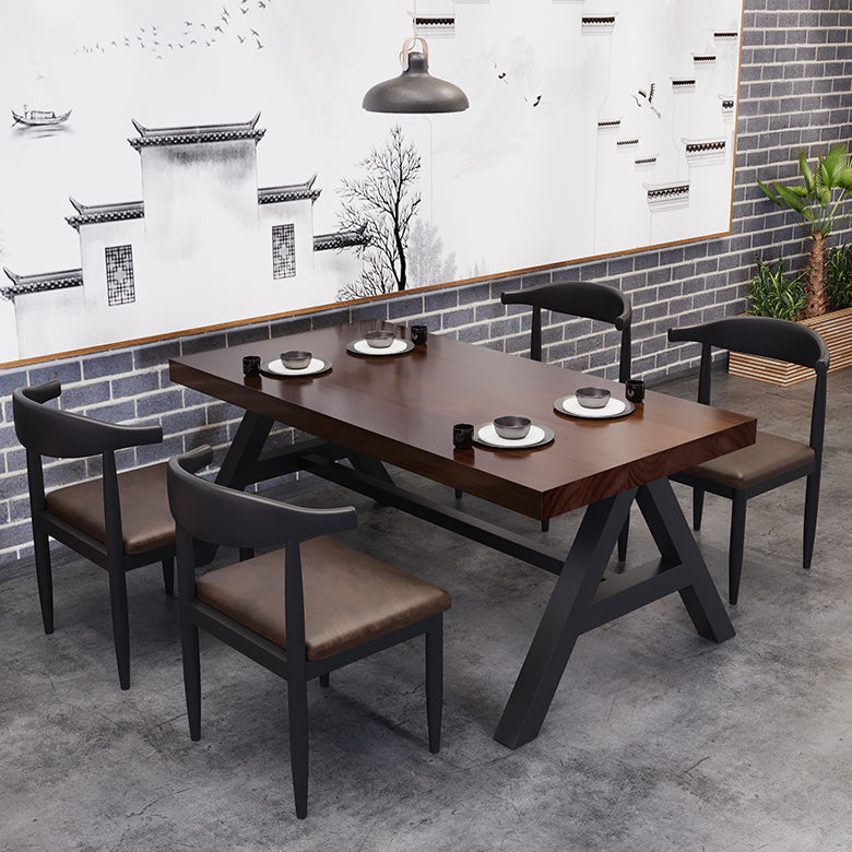Industrial Dining Room Set with Rectangle Table and Black Legs Kitchen Table Set