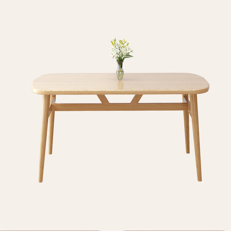Contemporary Solid Wood Rectangle Shape Dining Furniture 4 Wood Legs Table for Kitchen