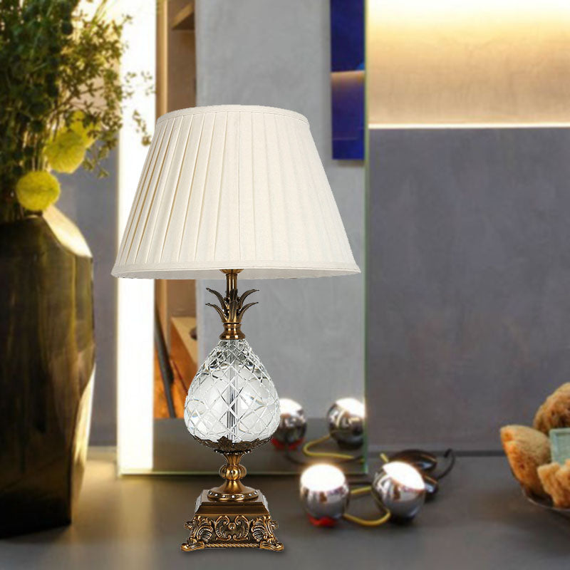 1 Light Table Light Countryside Pineapple Clear Crystal Night Lamp in White for Bedroom