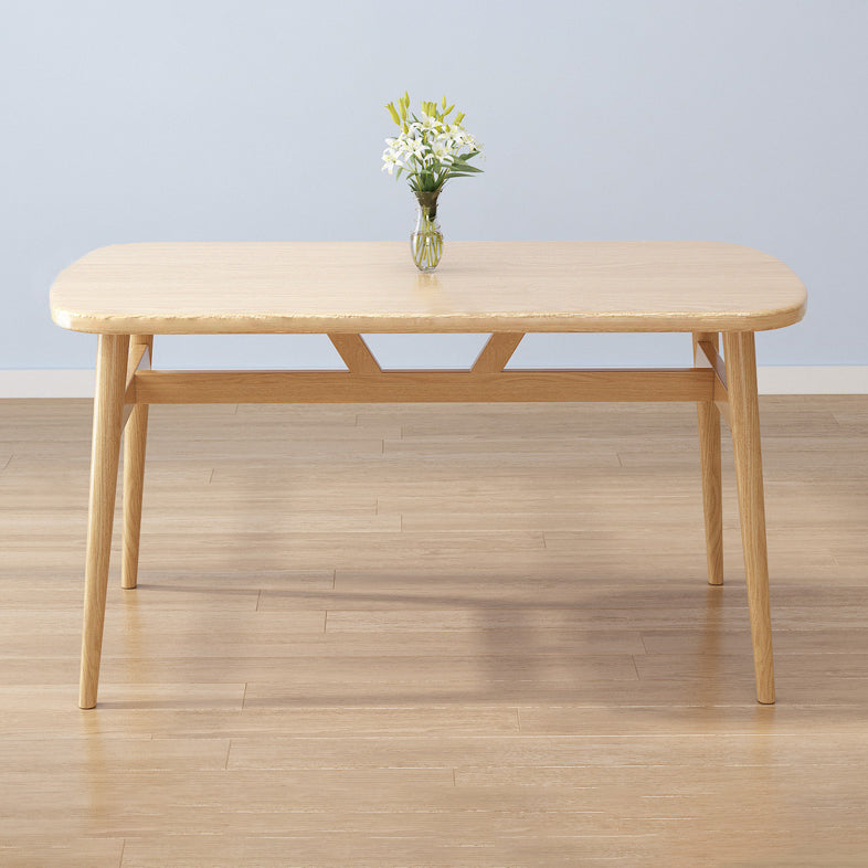 Contemporary Solid Wood Rectangle Shape Dining Furniture 4 Wood Legs Table for Kitchen