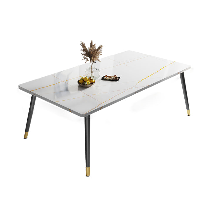 Minimalist Sintered Stone White Dining Set Standard Rectangle Shape Dining Set for Kitchen