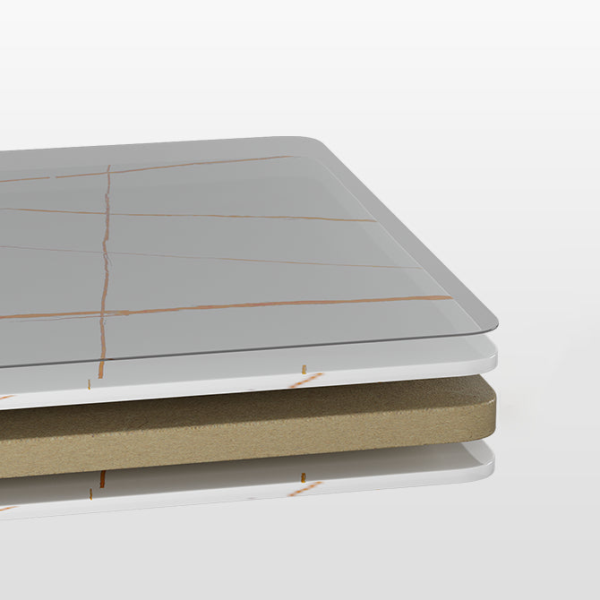 Minimalist Sintered Stone White Dining Set Standard Rectangle Shape Dining Set for Kitchen