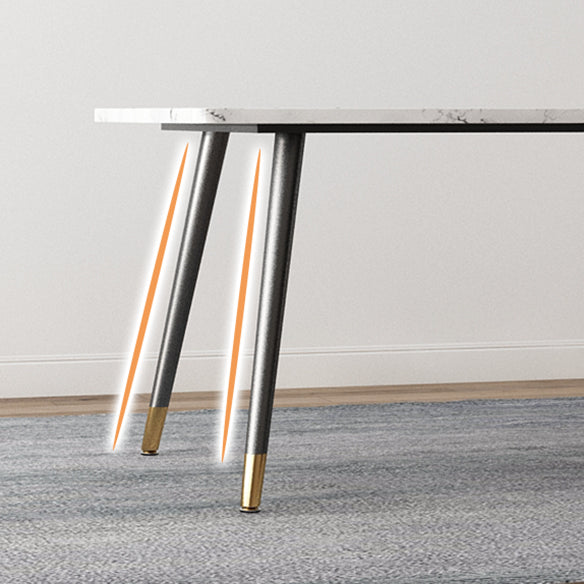 Minimalist Sintered Stone White Dining Set Standard Rectangle Shape Dining Set for Kitchen