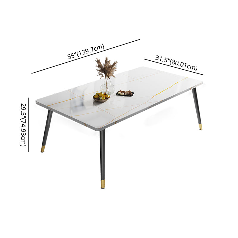 Minimalist Sintered Stone White Dining Set Standard Rectangle Shape Dining Set for Kitchen