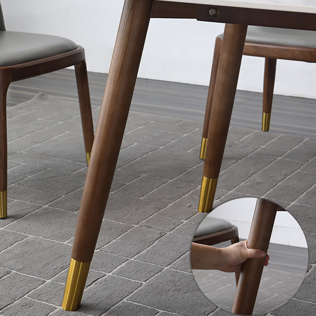 Modern Dining Room Set Rectangle Sintered Stone with 4 Legs Base Formal Kitchen Table Set