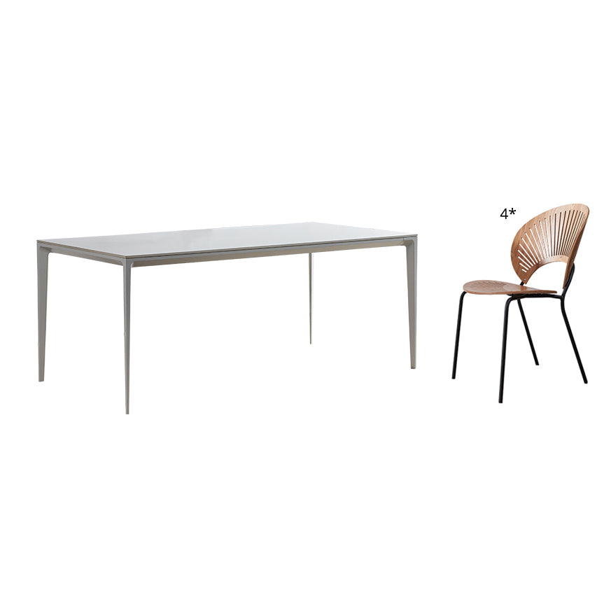 Conjunto de comedor de comedor estándar de piedra sinterizada contemporánea Juego de comedor de cocina en blanco